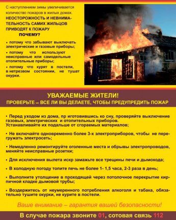 Уважаемые жители! Проверьте -все ли вы делаете, чтобы предупредить пожар!