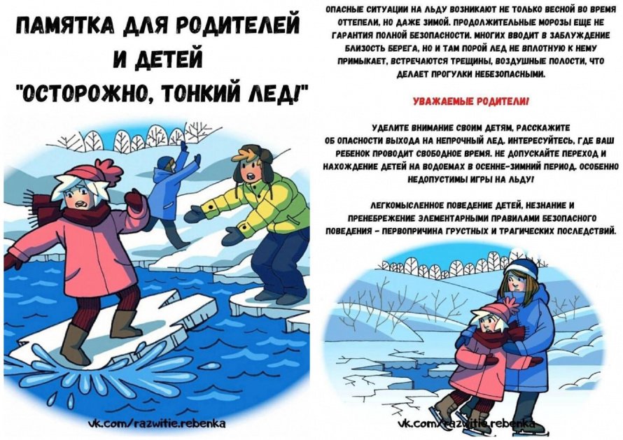 Памятка для родителей и детей "Осторожно, тонкий лед!"