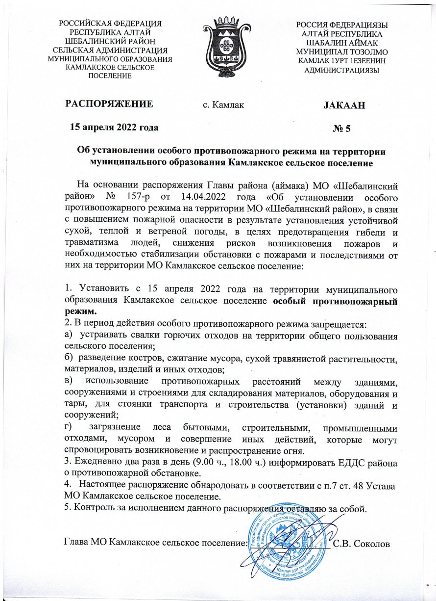 Об установлении особого противопожарного режима 
