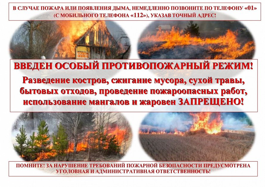 С 14 апреля по 10 июня 2026 года на территории МО Камлакское сельское поселение установлен особый противопожарный режим!