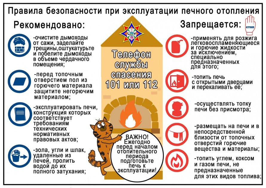 Памятка " Правила  безопасности при эксплуатации печного отопления" 