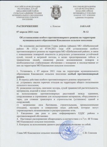 Об установлении особого противопожарного режима 